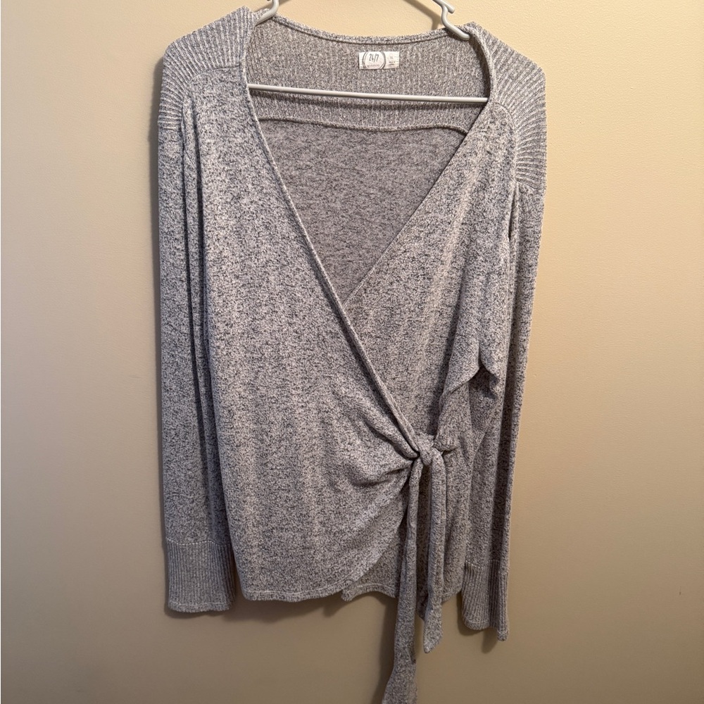 Maurices Gray V-Neck Tie Sweater, XL